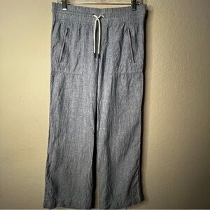 Athleta Cabo Linen Wide Leg Pants Size 4 Blue